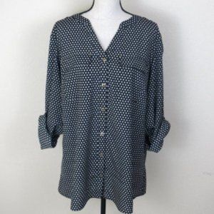 Avenue Plus Black and Tan Polka Dot Top Size 18